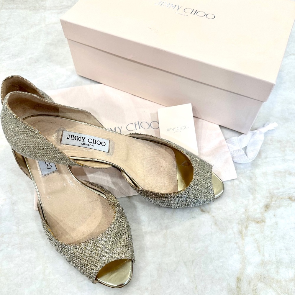 Jimmy Choo Gold Lame Glitter heels